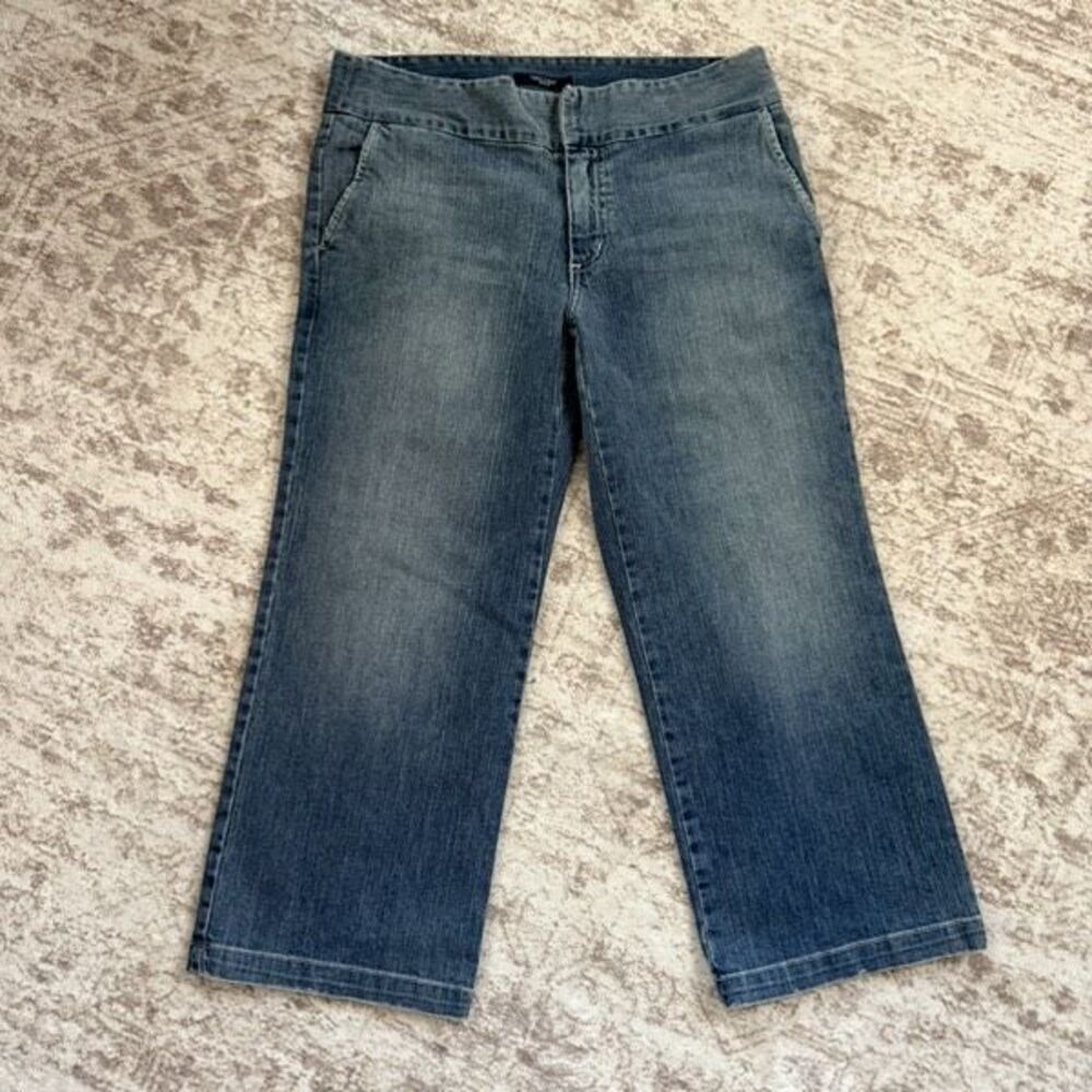 Karen Kane Women's Mid-Rise Faded Denim Cotton Cropped Jeans Blue Size 8